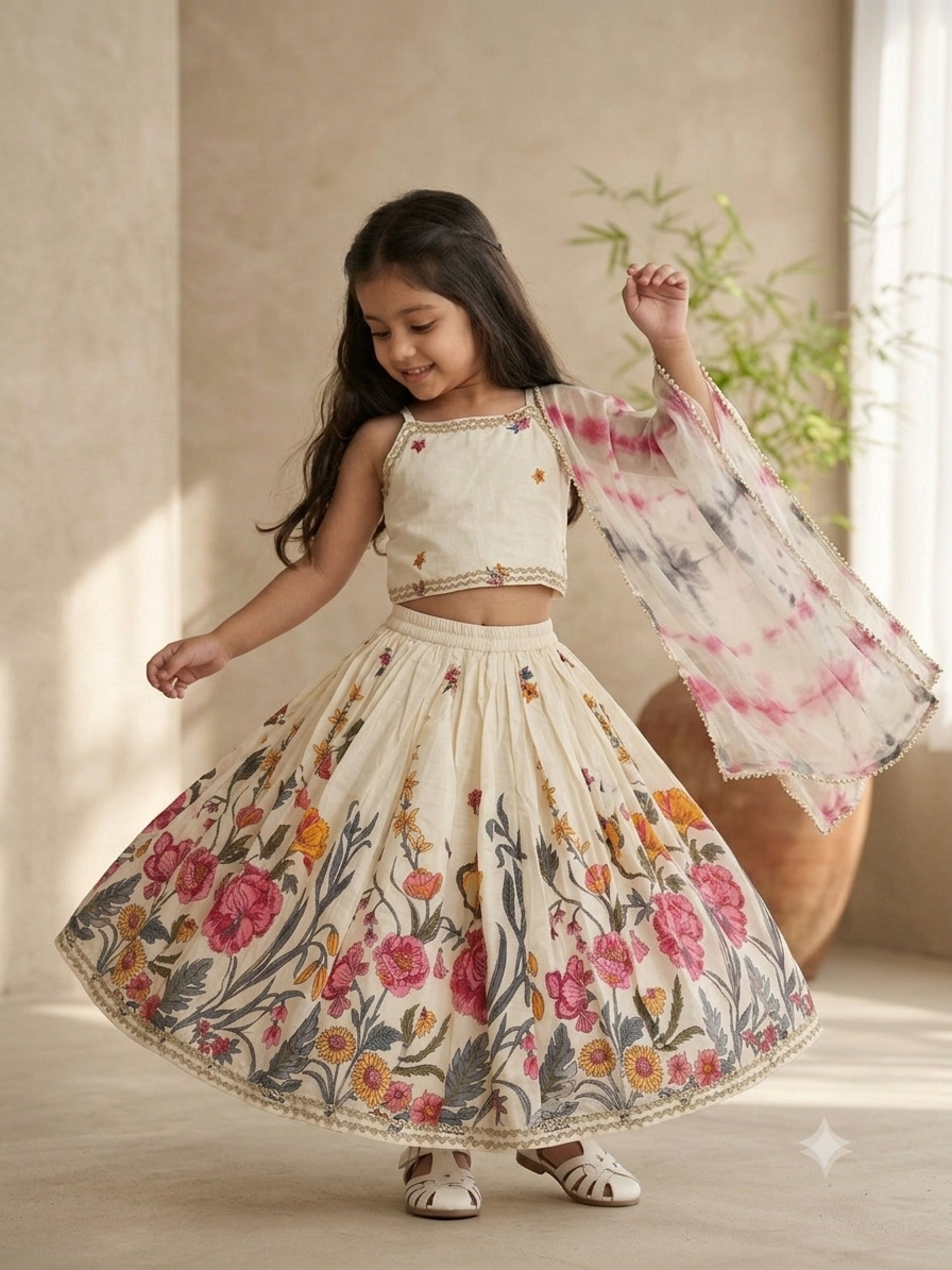 Mini-Blooms Lehenga Choli Set