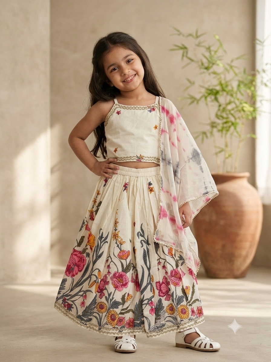 Mini-Blooms Lehenga Choli Set