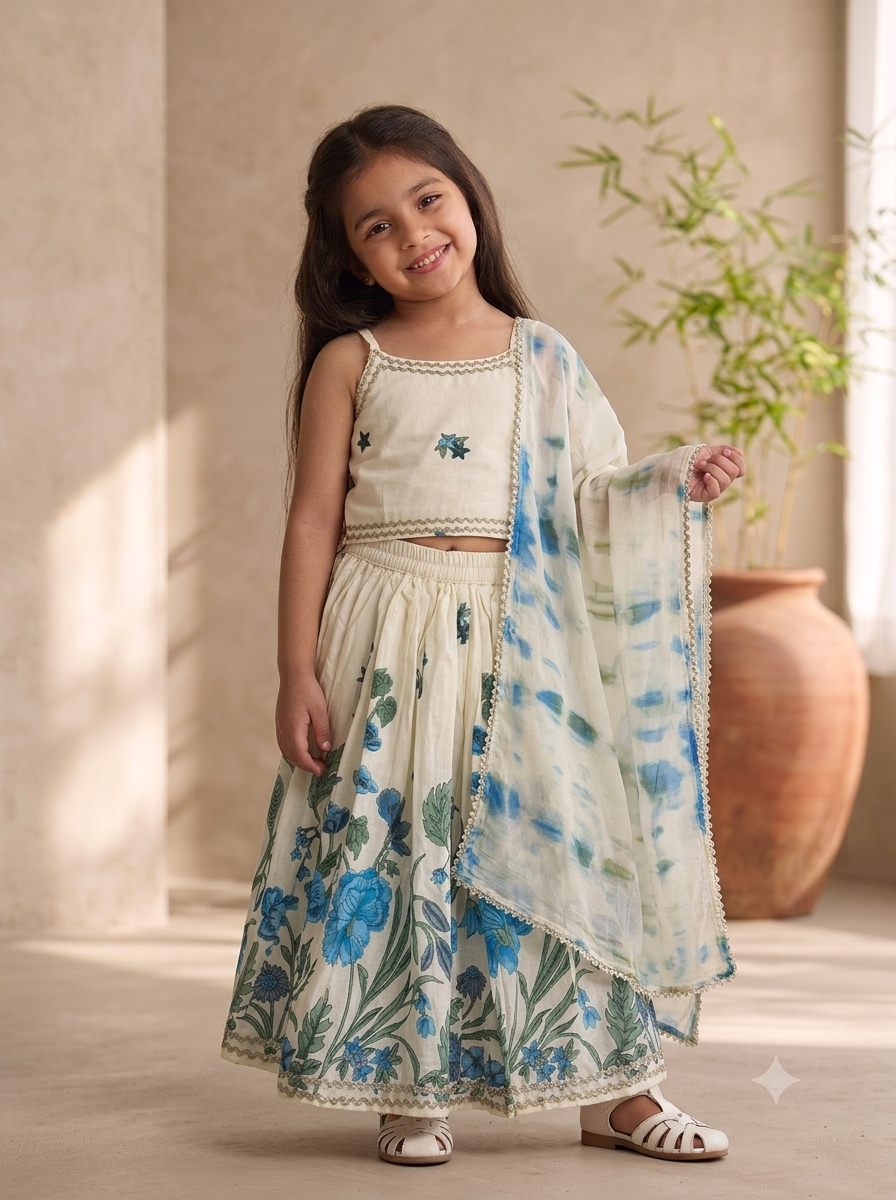 Mini-Blooms Lehenga Choli Set