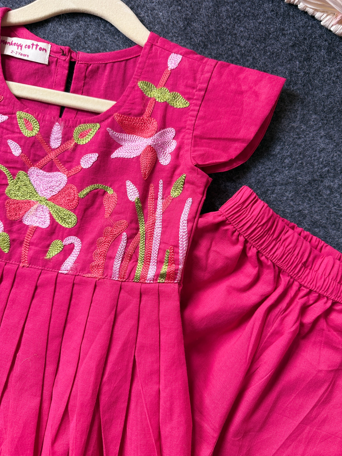 Girls Embroidered Peplum Top and pant Set