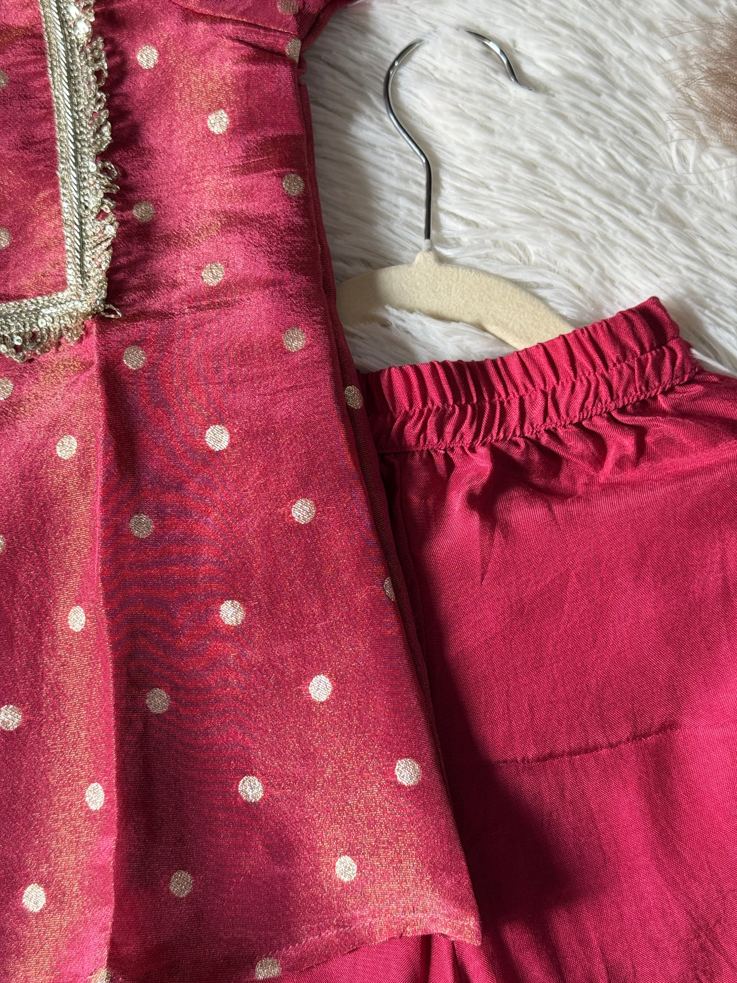 Tissue silk outfit wine