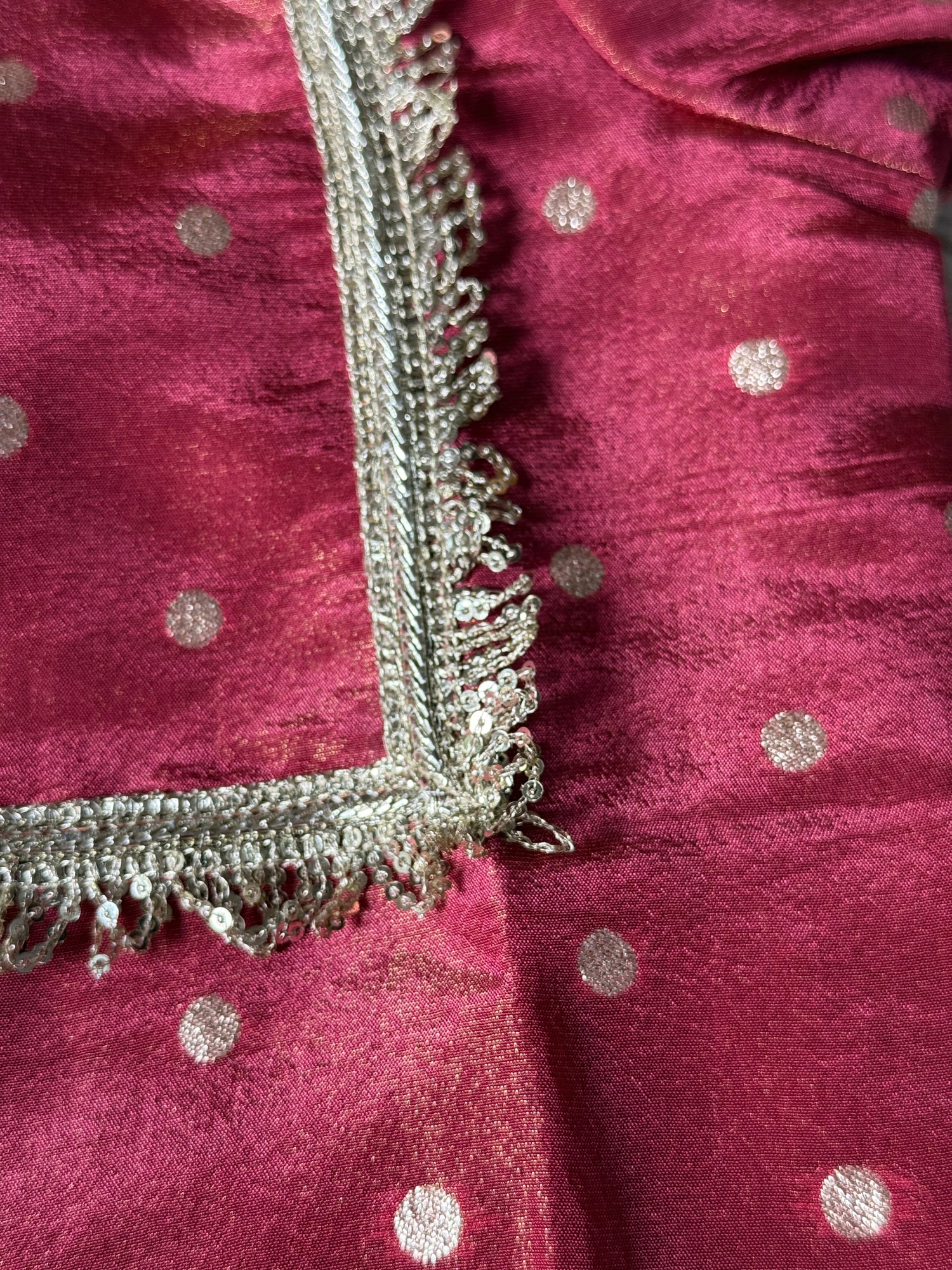 Tissue silk outfit wine