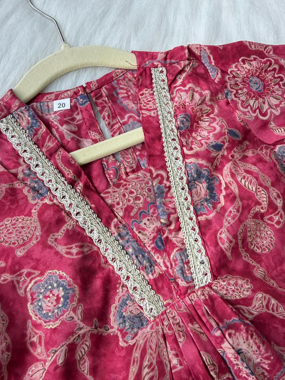 Chanderi co-ord set red