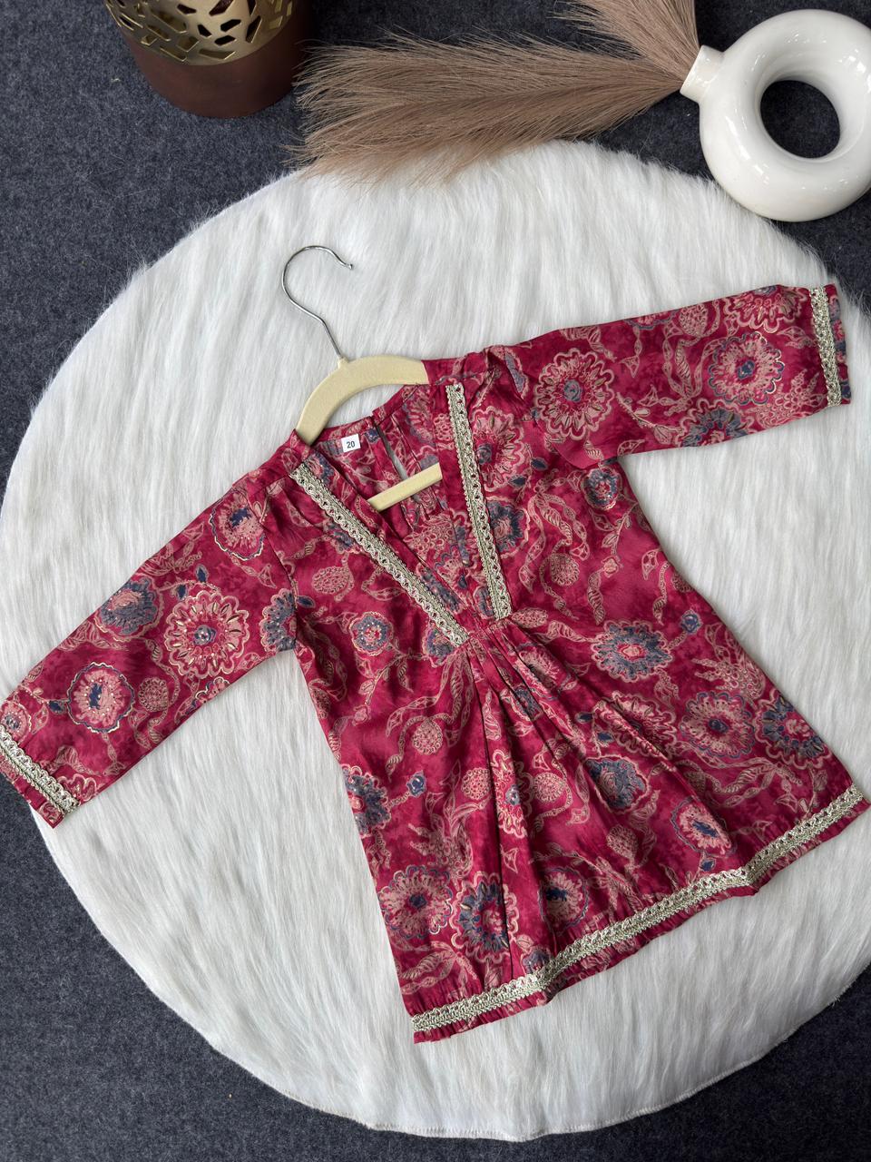 Chanderi co-ord set red