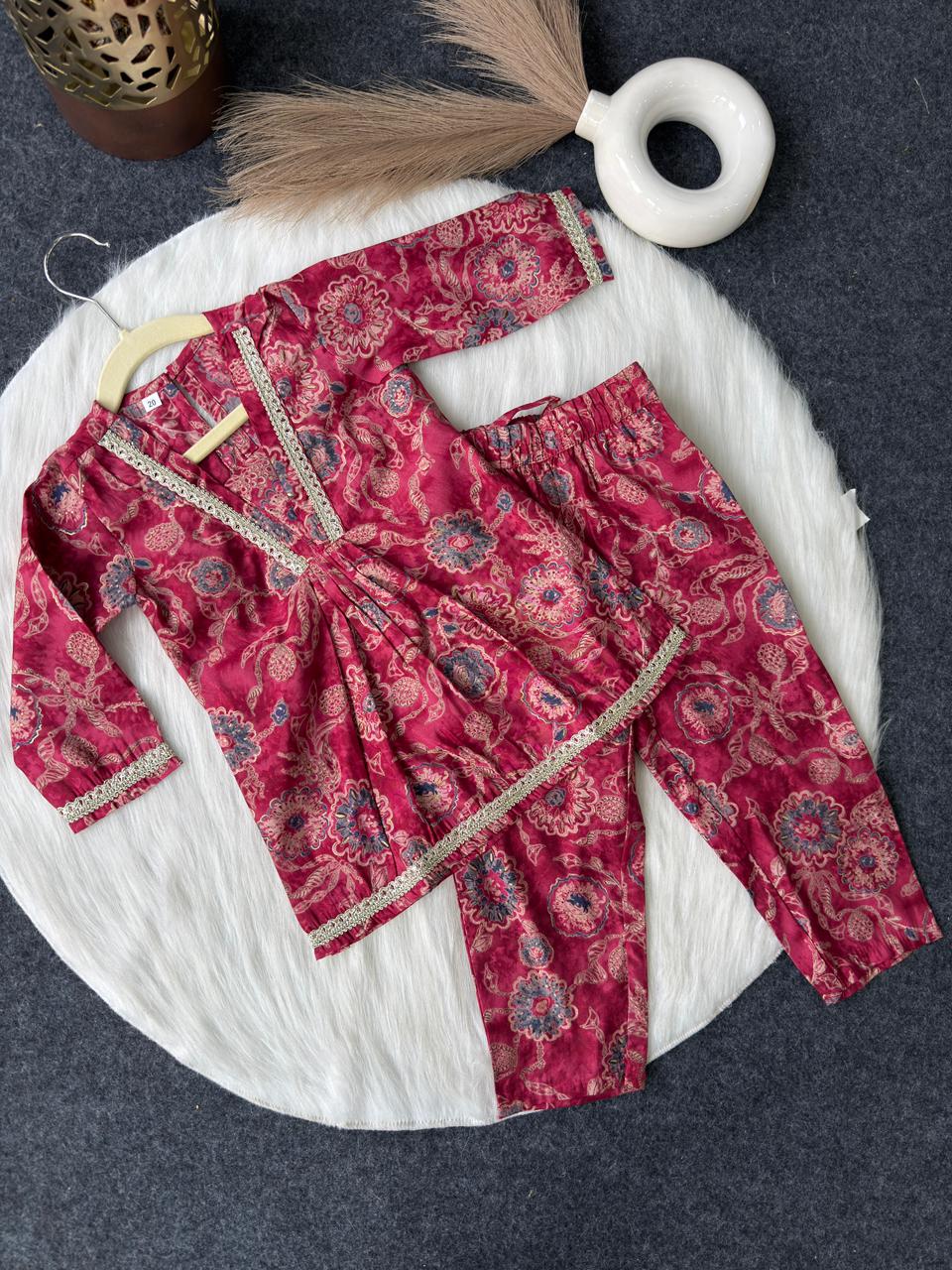 Chanderi co-ord set red