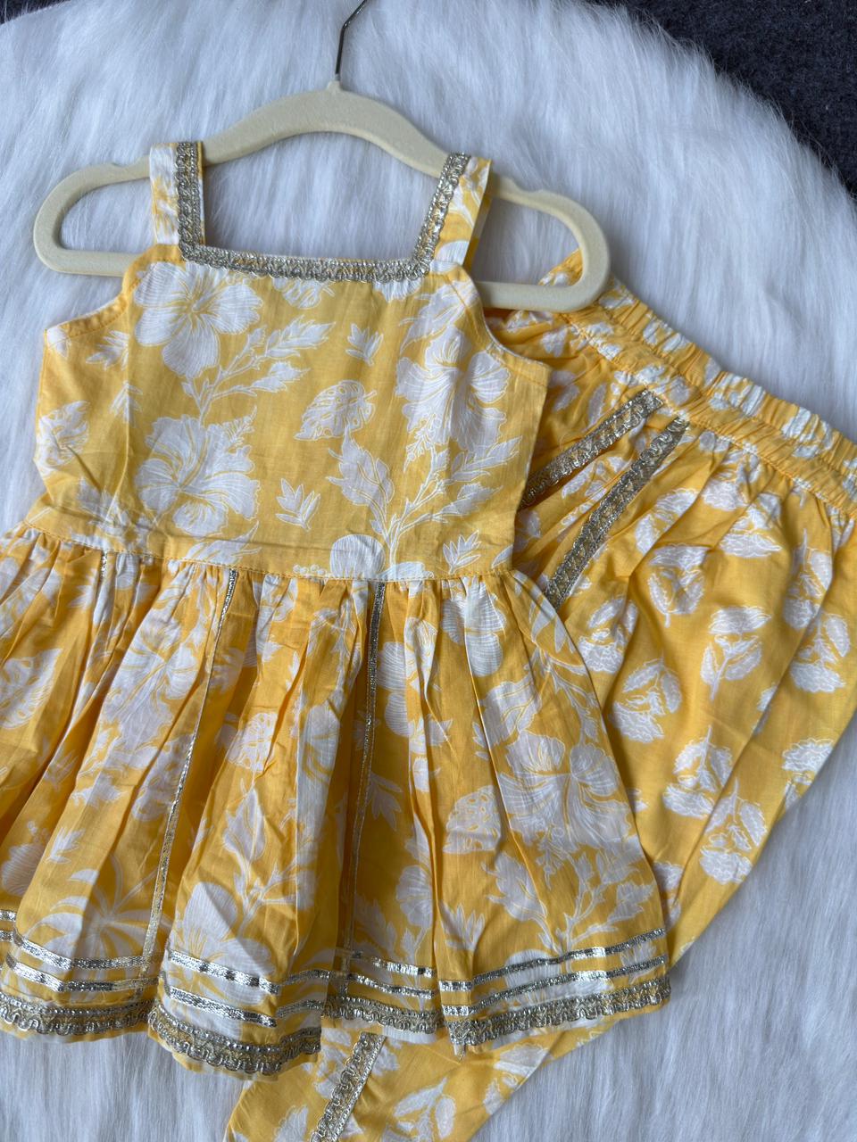 Peplum with dhoti set yellow