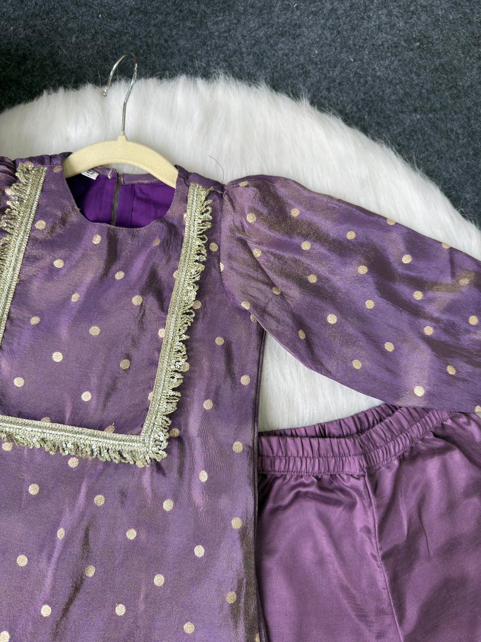 Tissue silk outfit  purple