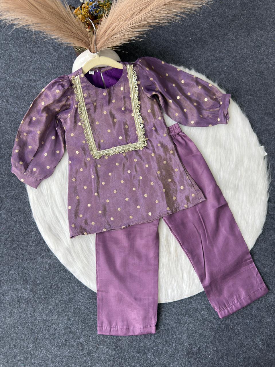 Tissue silk outfit  purple