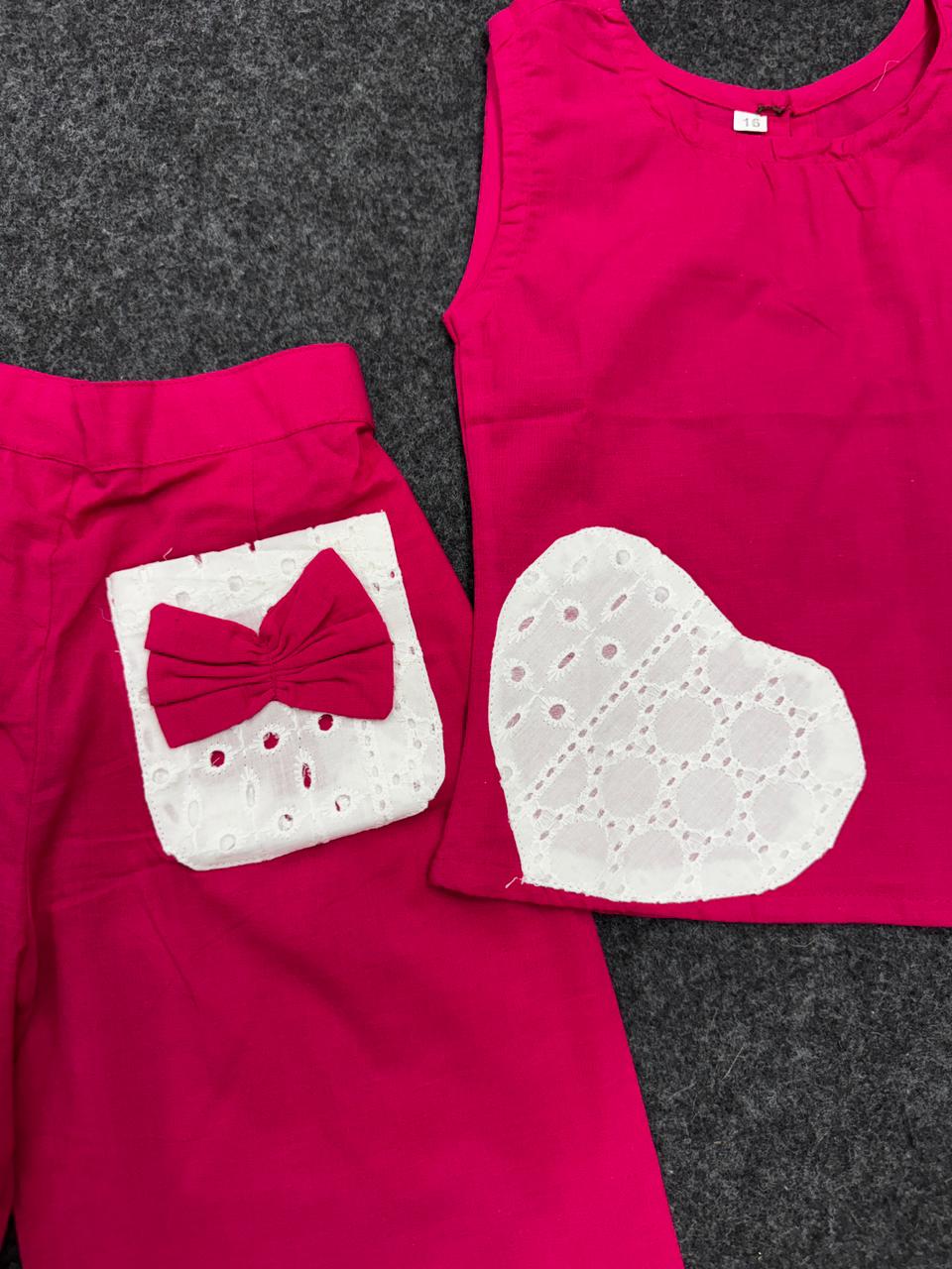 heart & bow co-ord set pink