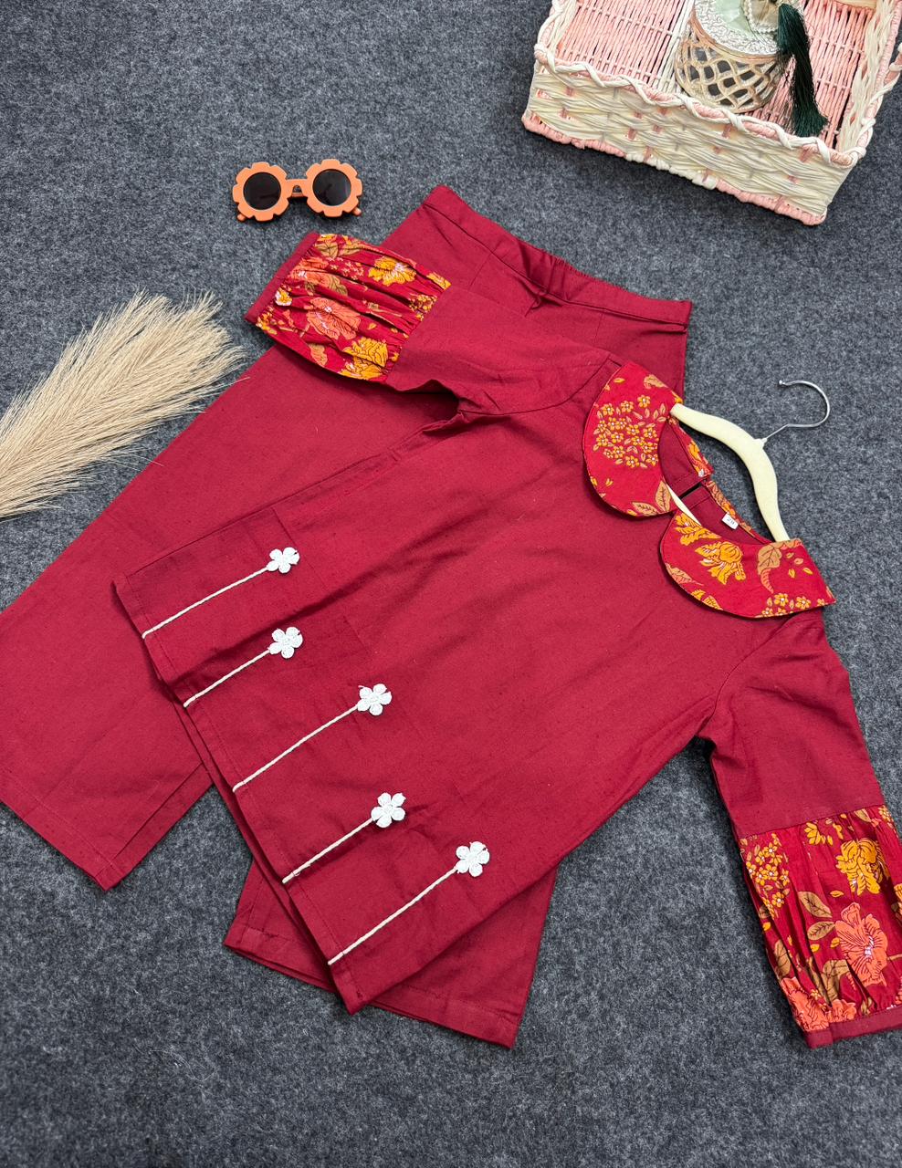 Cotton flex co-ord set red