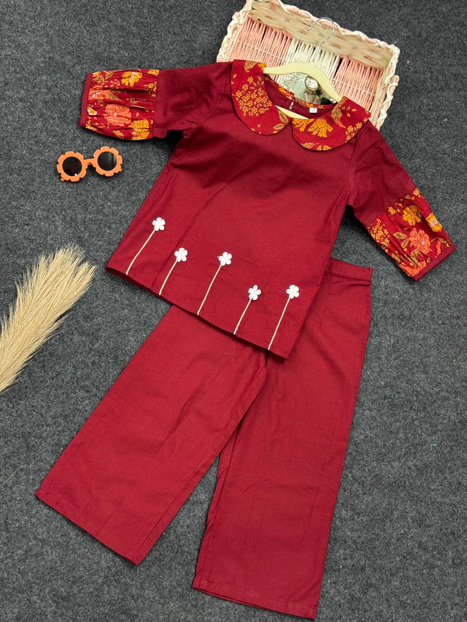 Cotton flex co-ord set red