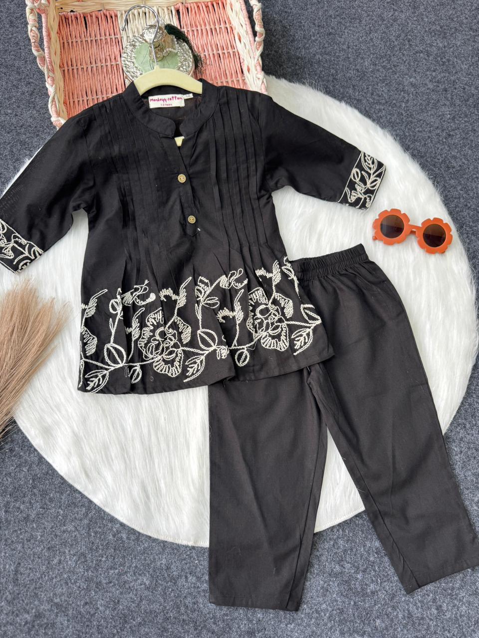 Cotton asthetic co-ord set black