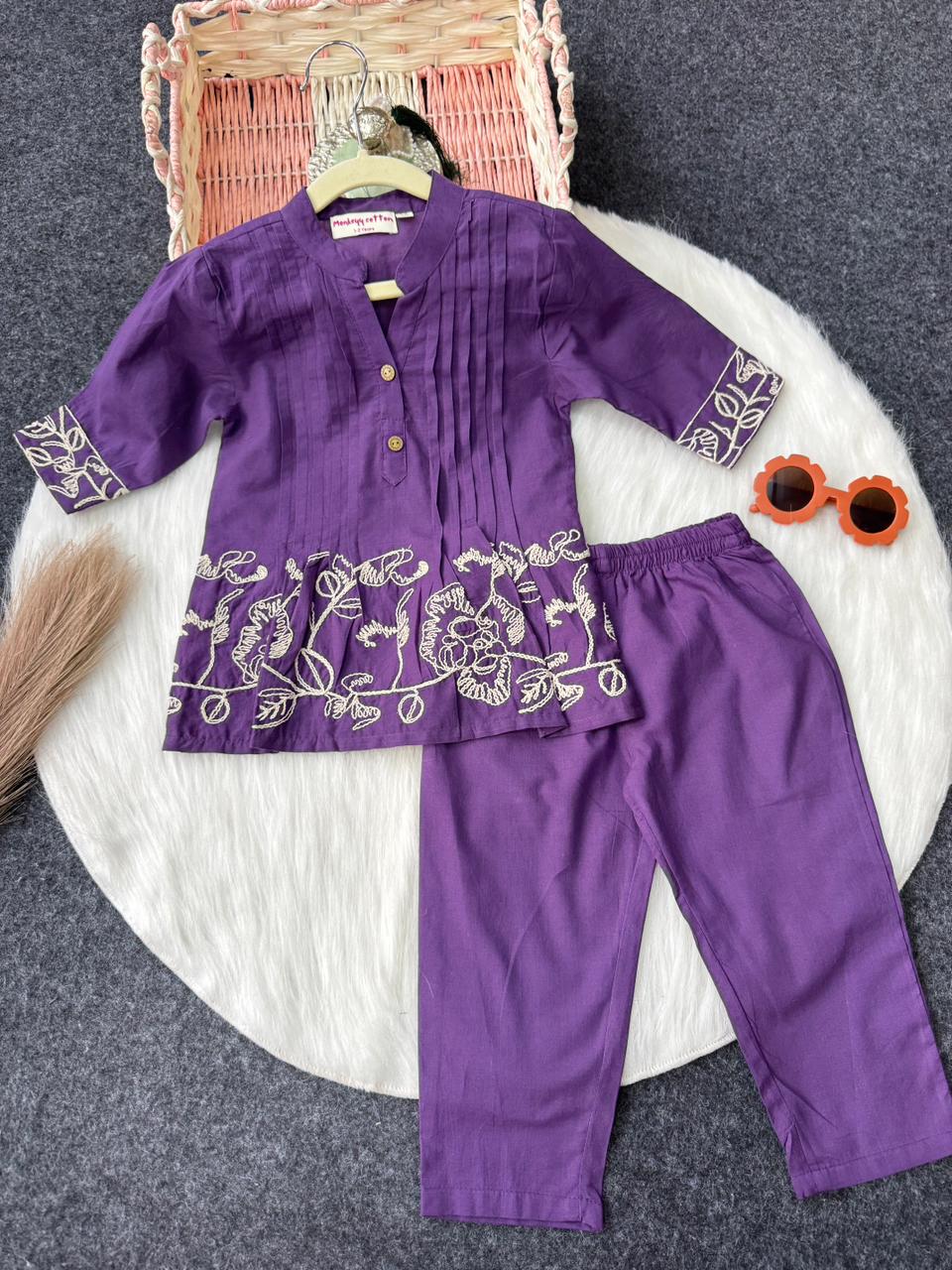 Cotton Asthetic Co-ord set purple