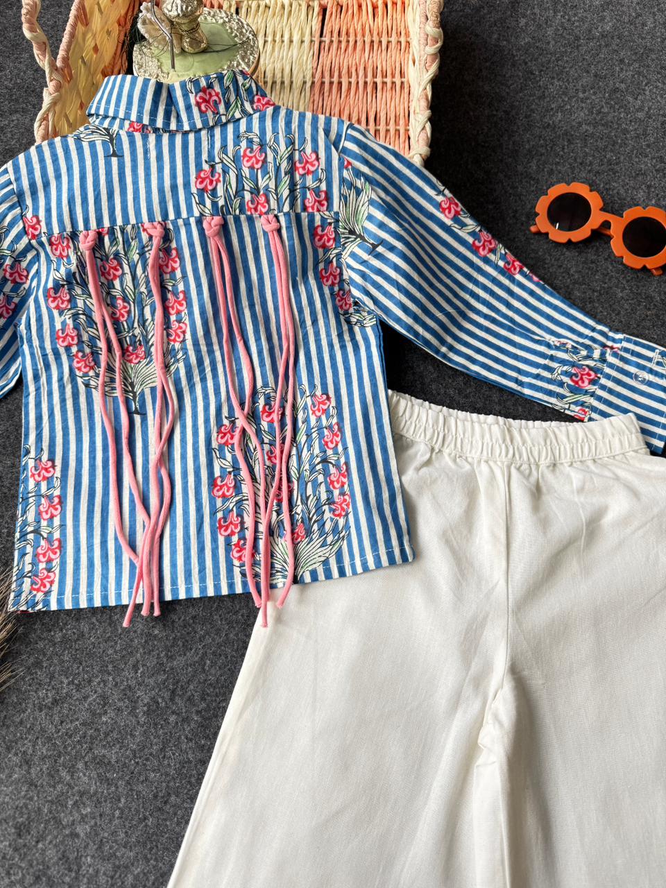 tassel co-ord set blue