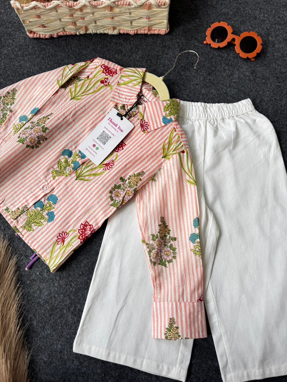Cotton tassel co-ord set pink