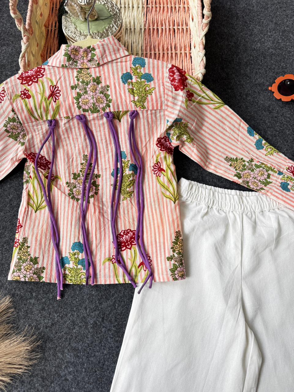 Cotton tassel co-ord set pink