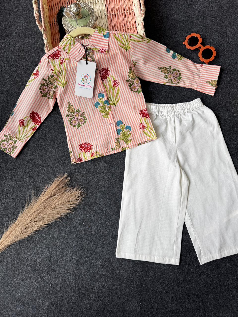 Cotton tassel co-ord set pink