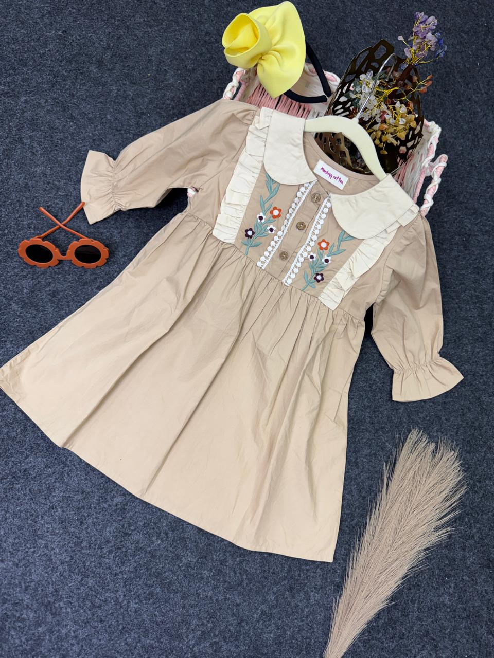 Vintage frock with embroidry beige