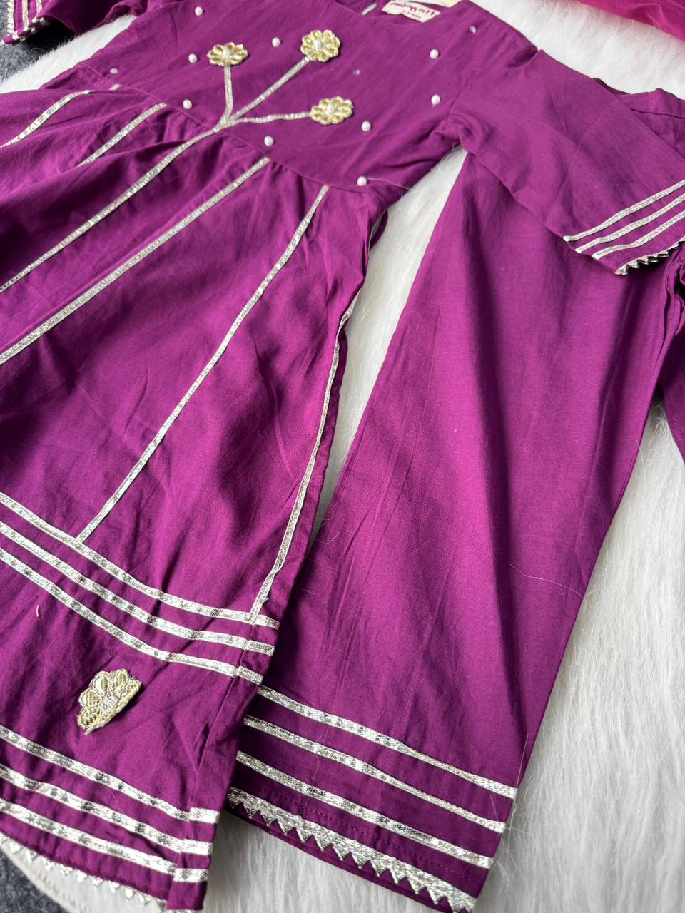 Gota patti full length peplum with pant purple