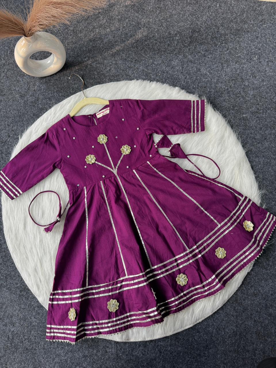 Gota patti full length peplum with pant purple