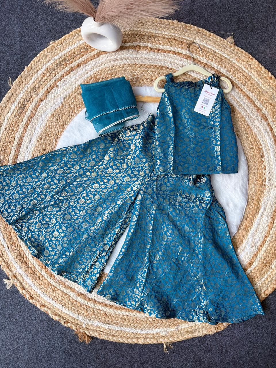 Indo wester dess royal teal