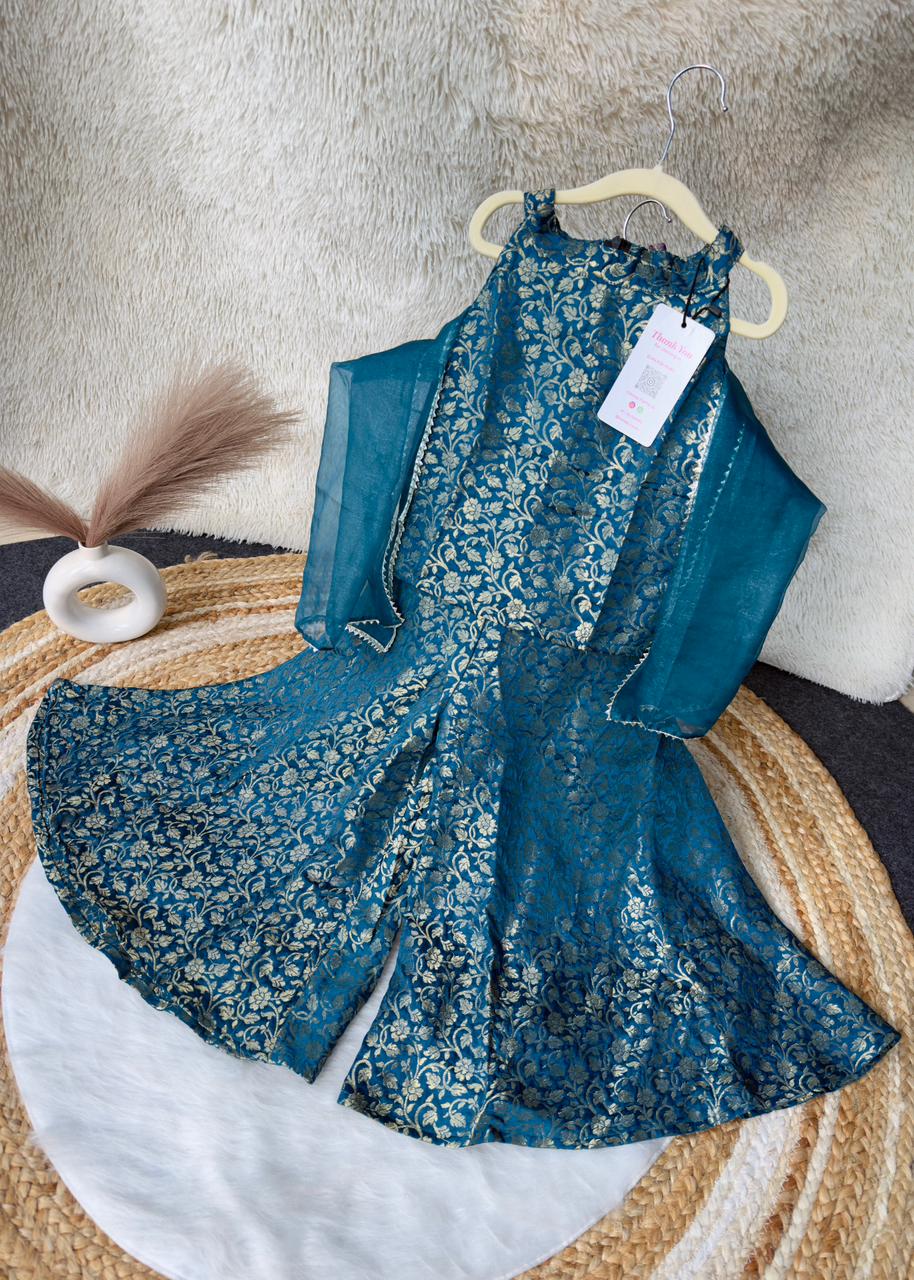 Indo wester dess royal teal