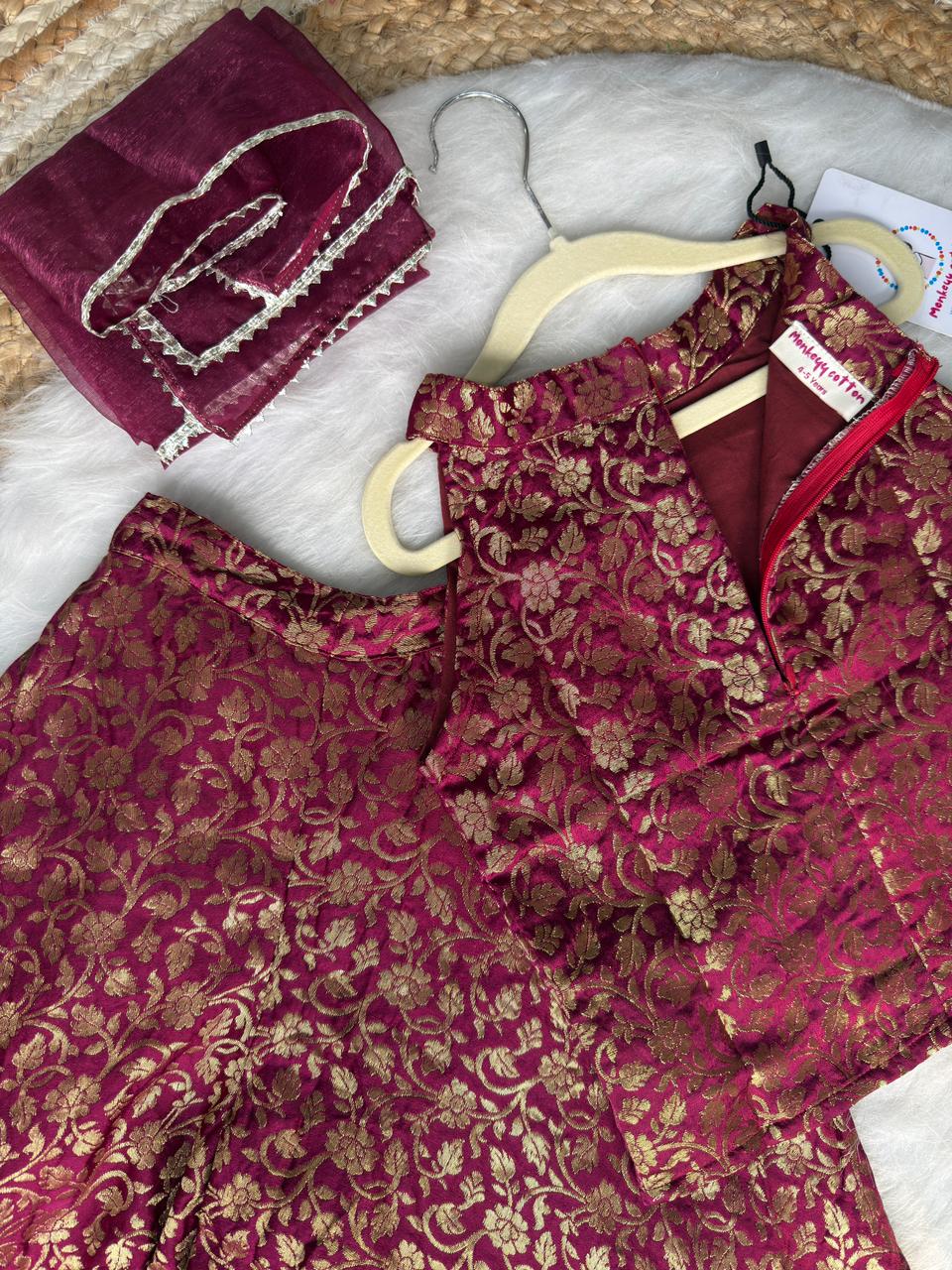 Indo wester dess maroon