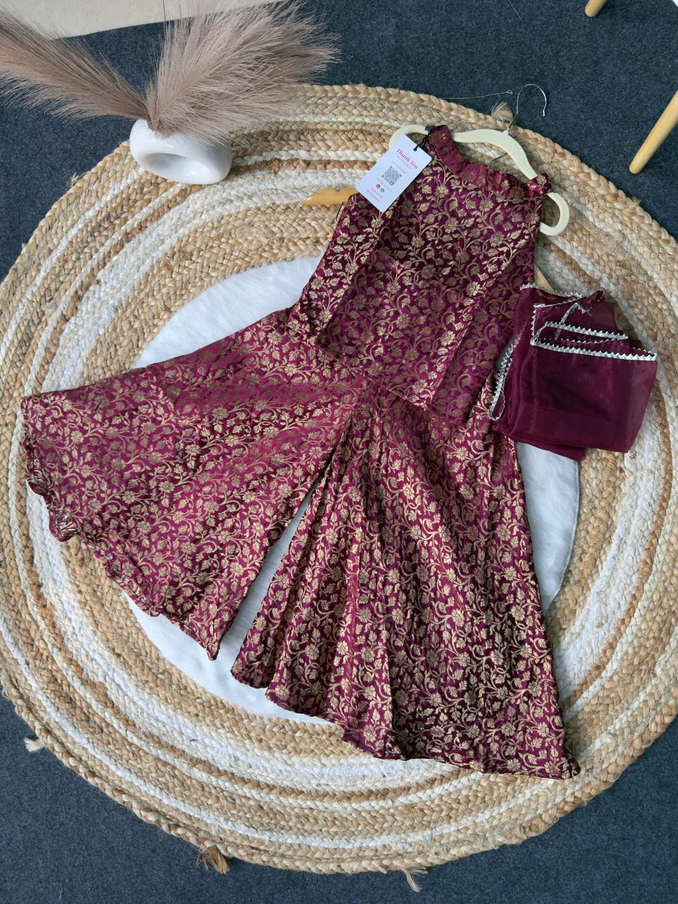 Indo wester dess maroon