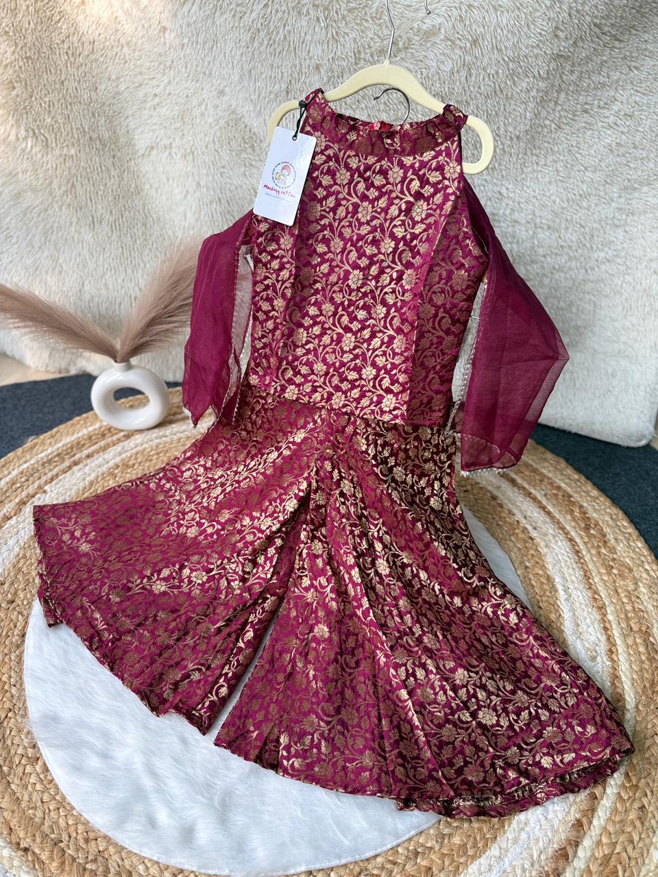 Indo wester dess maroon