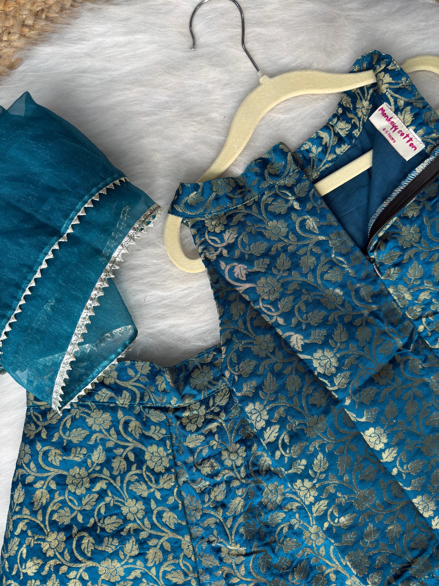 Indo wester dess royal teal