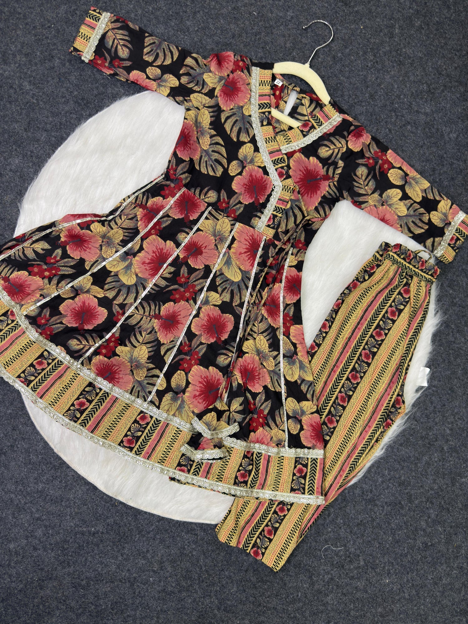 Angrakha style pant set Navy blue