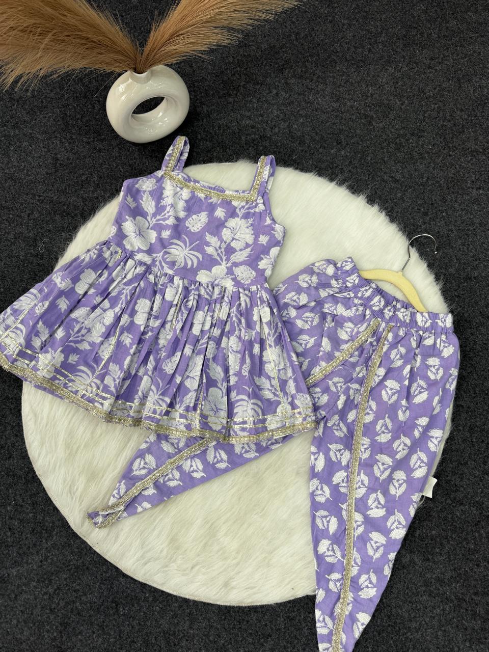 Peplum with dhoti set lavender