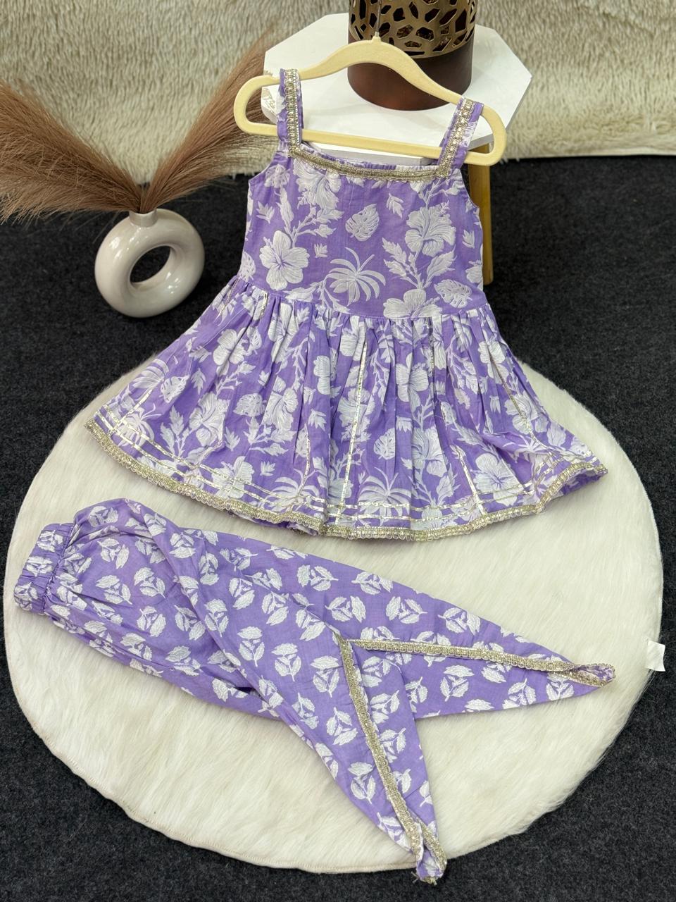 Peplum with dhoti set lavender