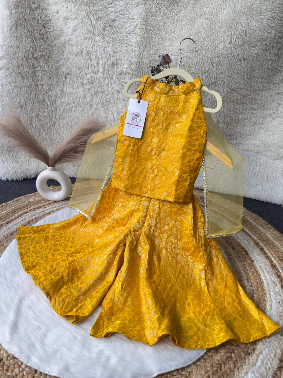 Indo wester dess vibrant yellow