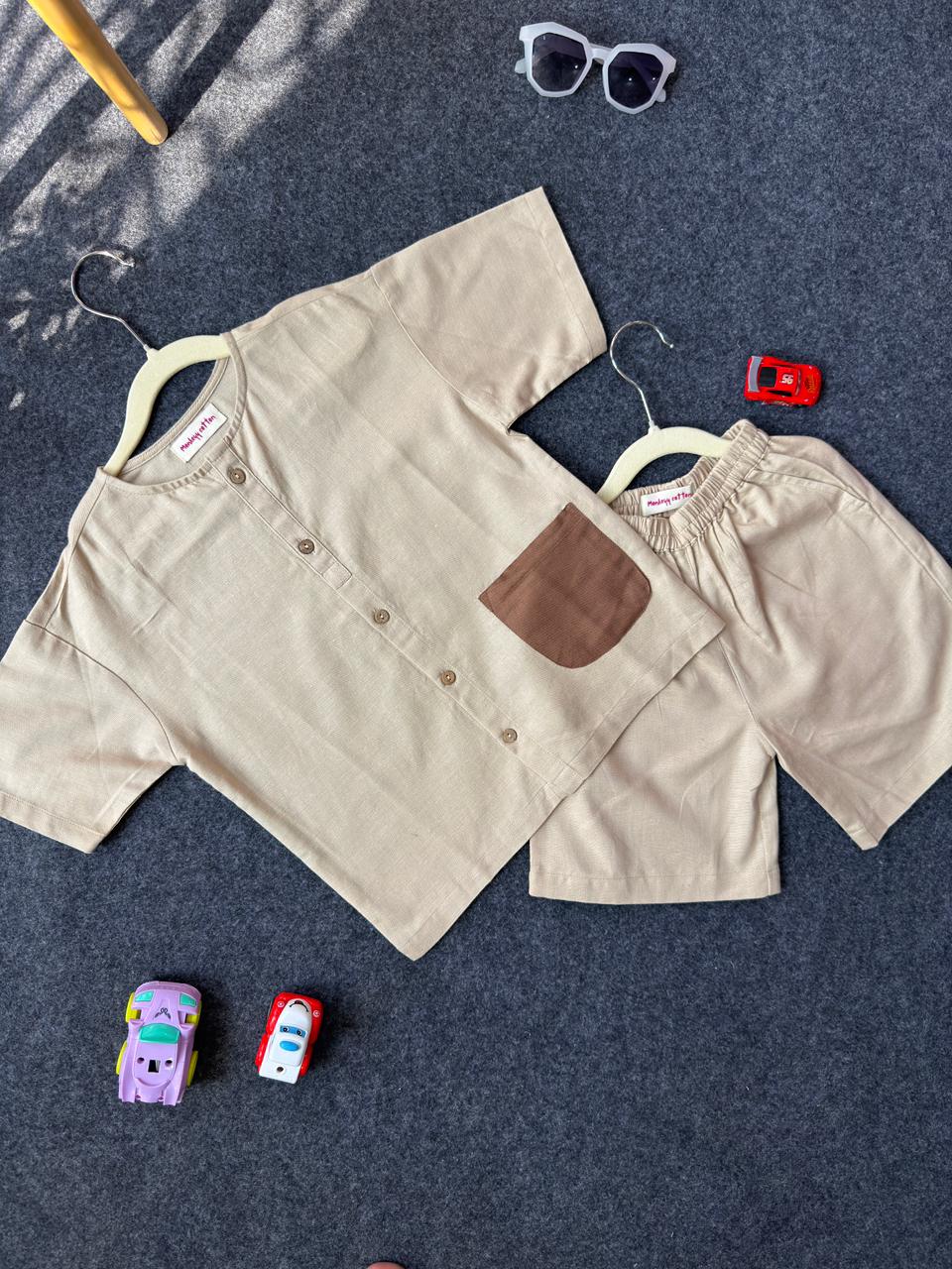 Cotton linen co-ord set round neck