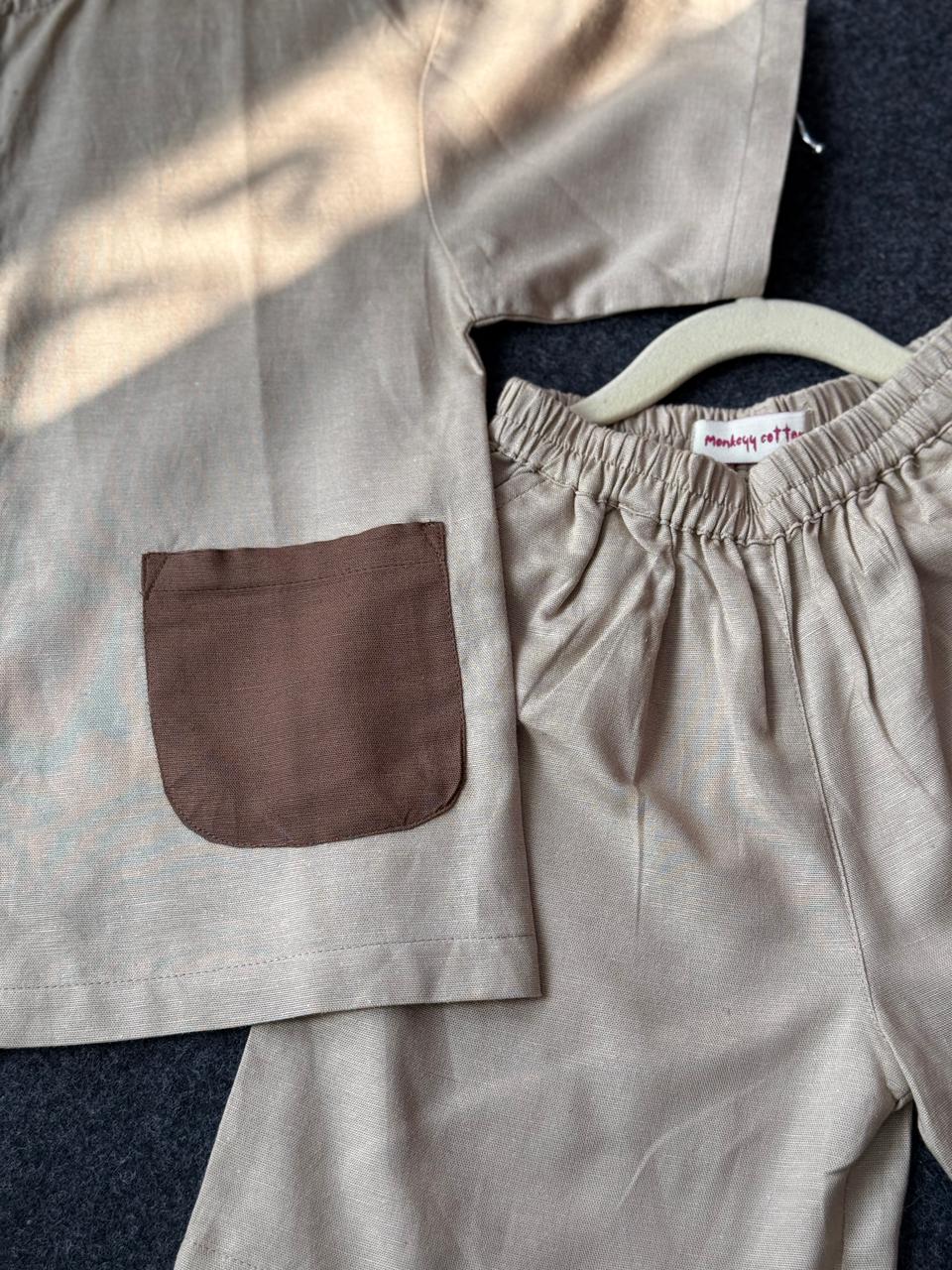 Cotton linen co-ord set round neck