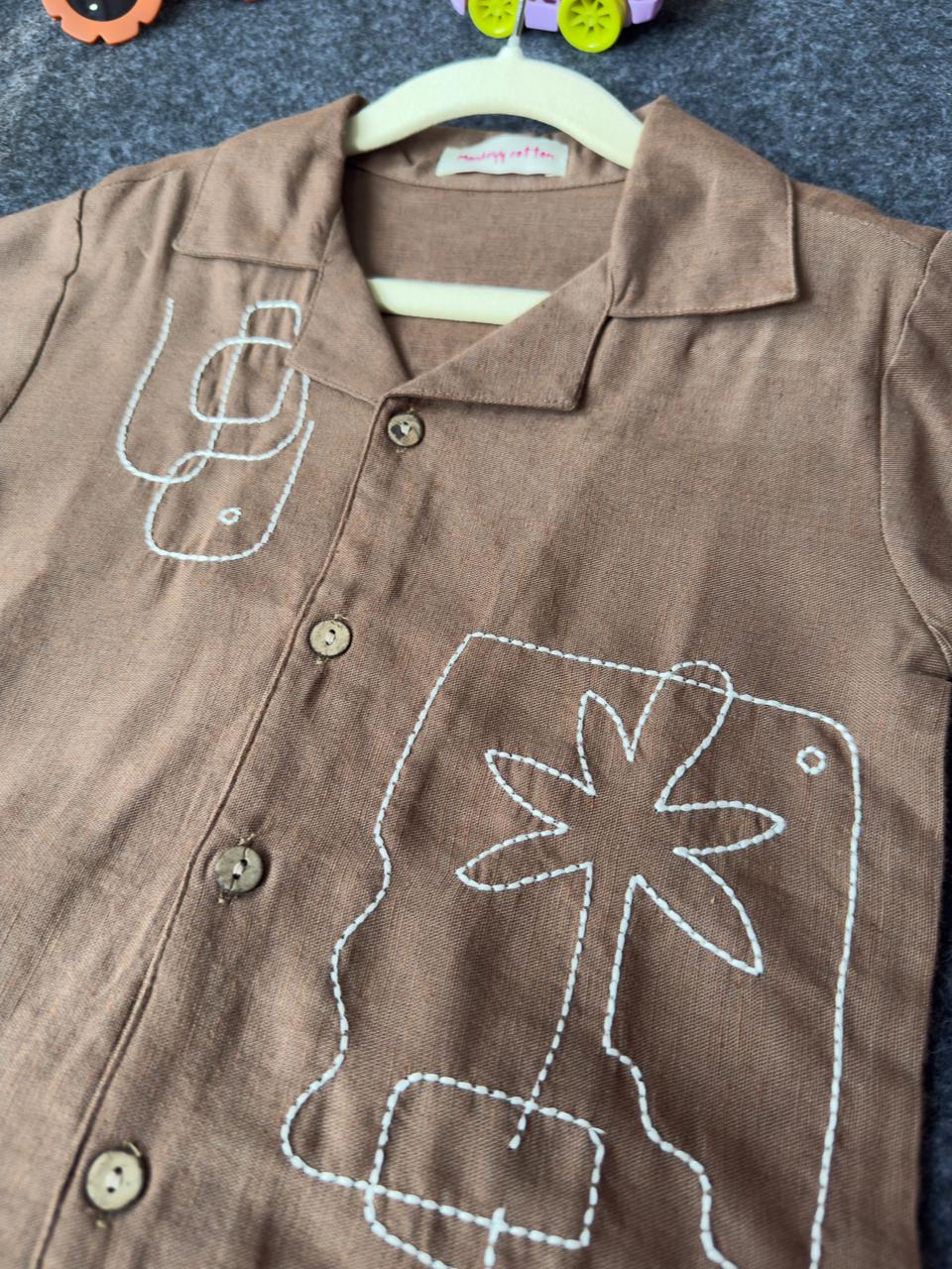 cotton linen co-ord set brown