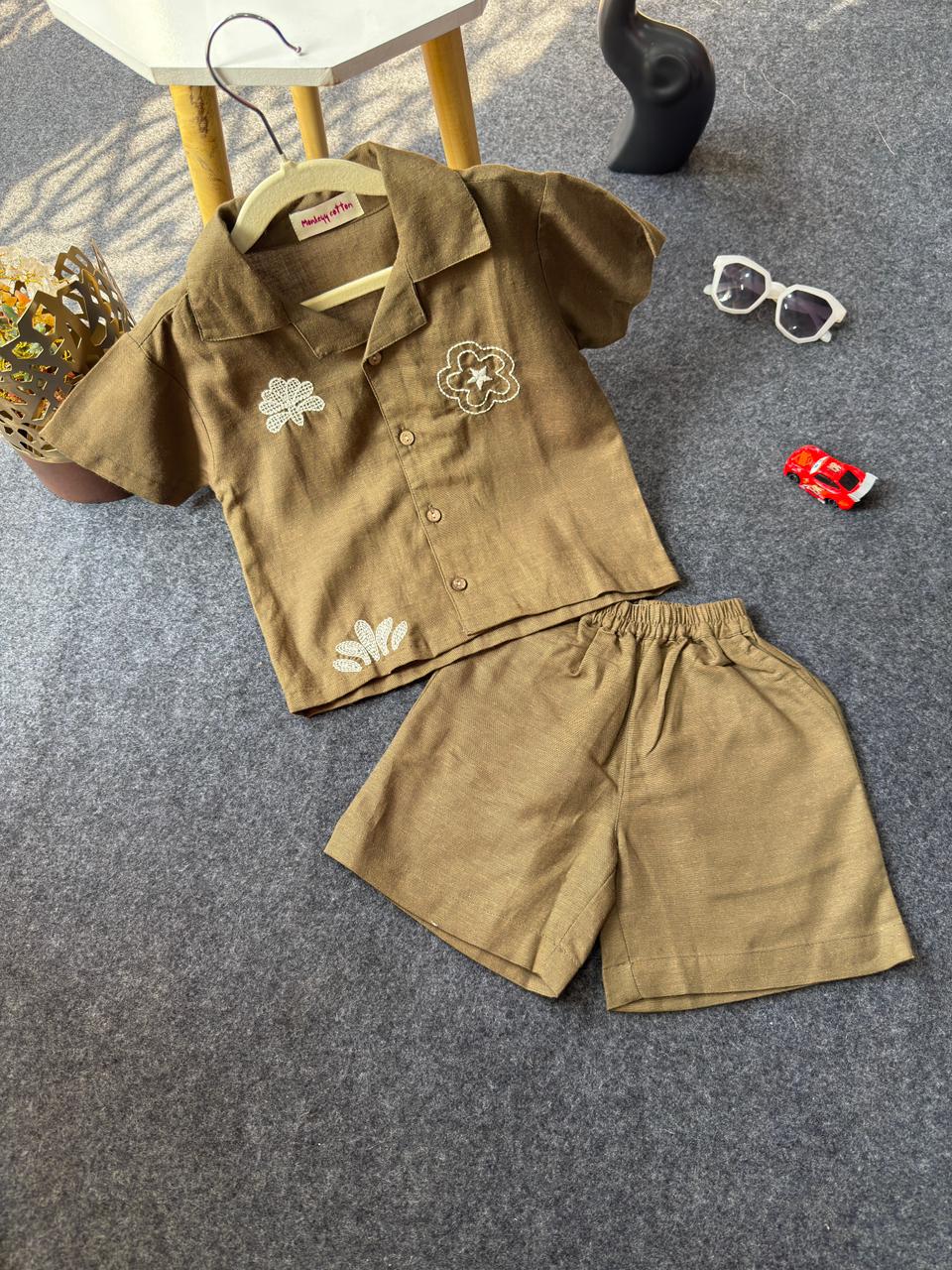 Cotton linen co-ord set green