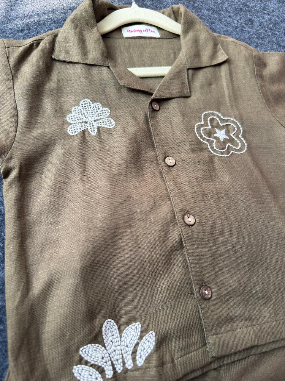 Cotton linen co-ord set green