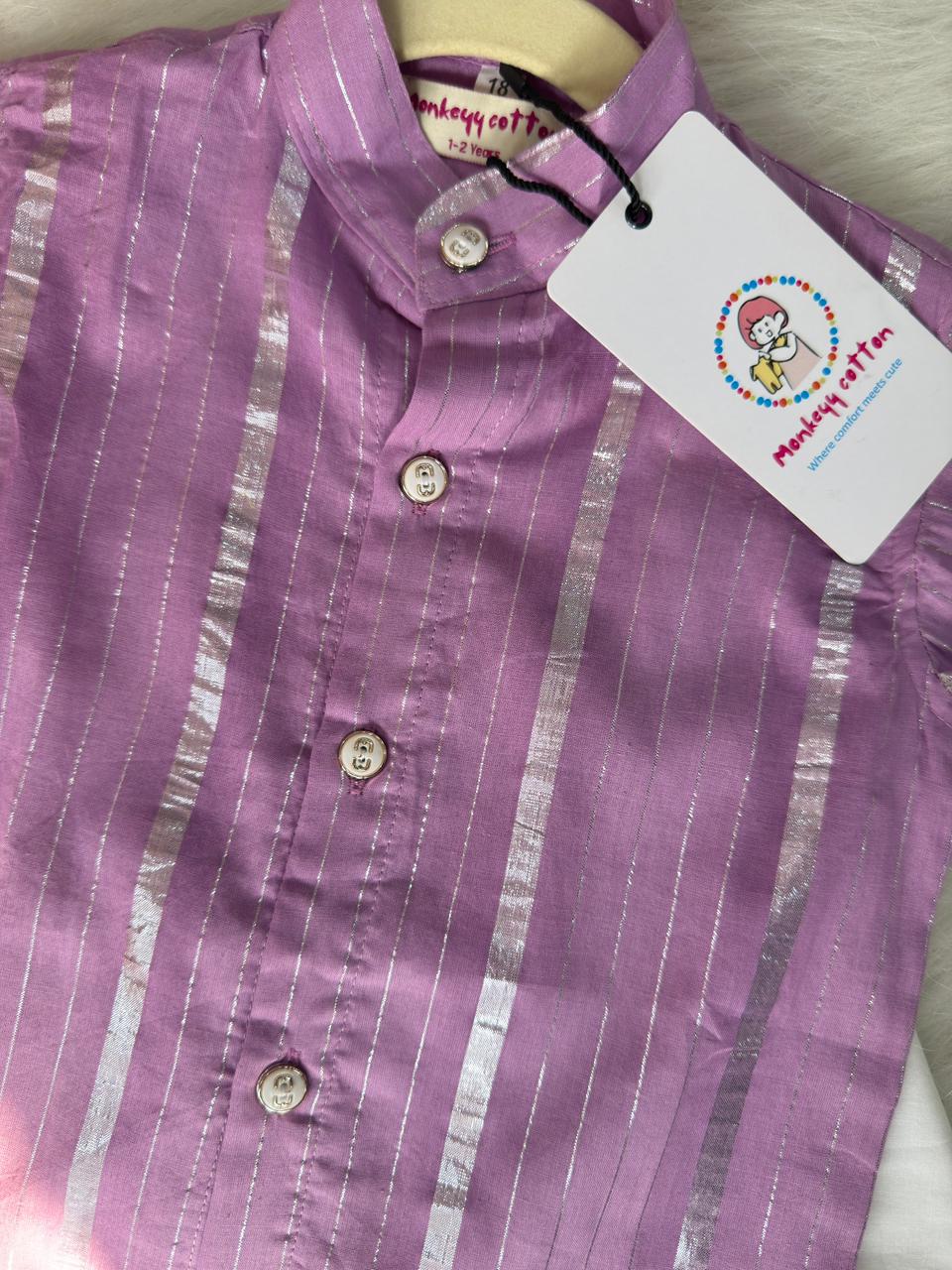 Cotton lurex kurta pajama lavender