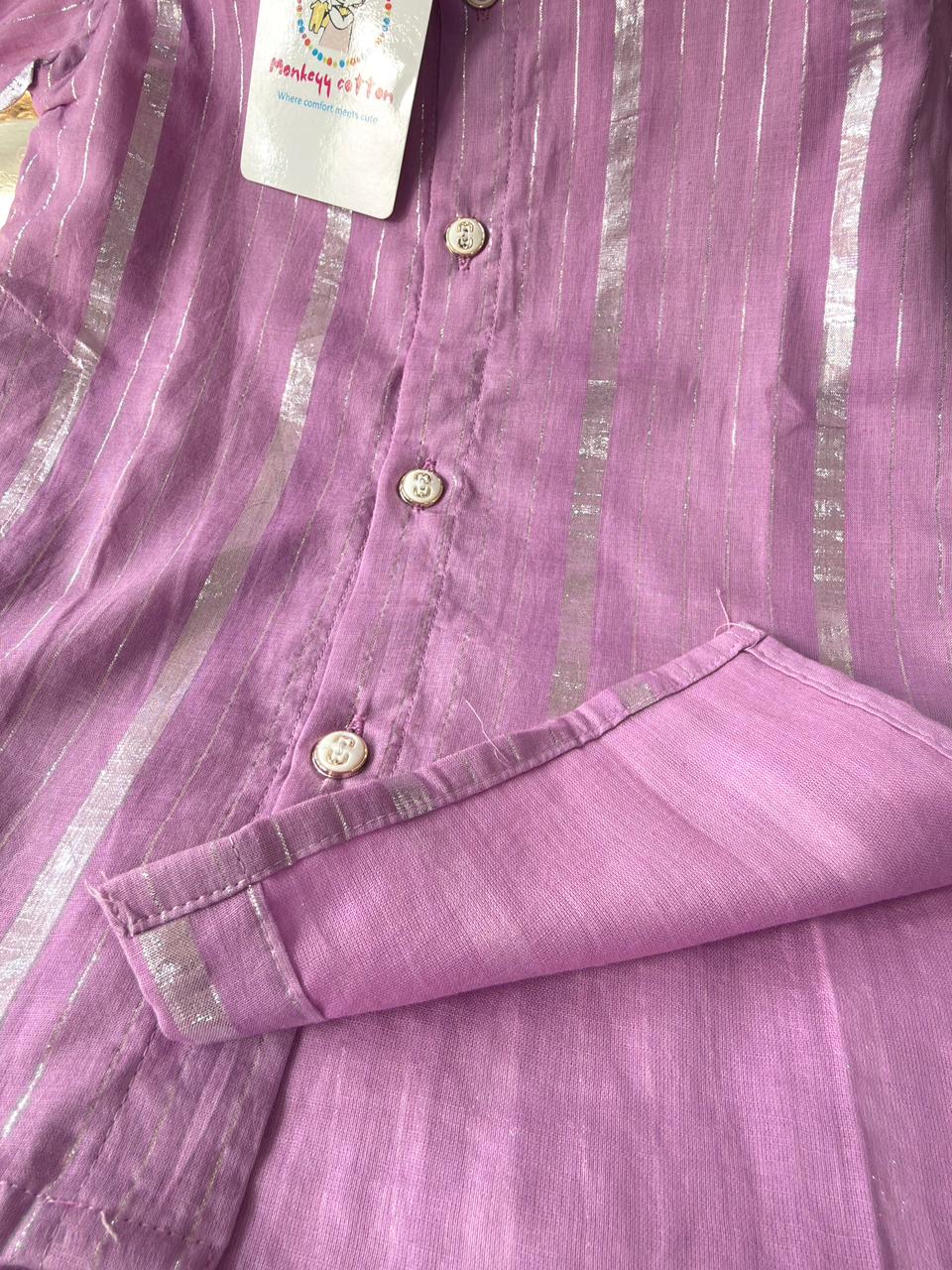 Cotton lurex kurta pajama lavender