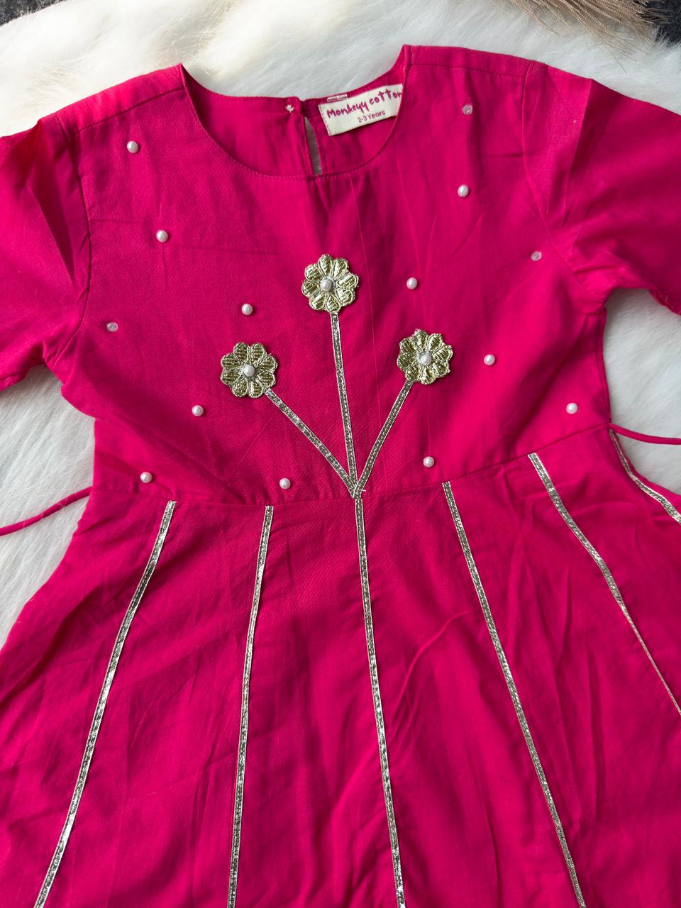 Gota patti full length peplum with pant Pink