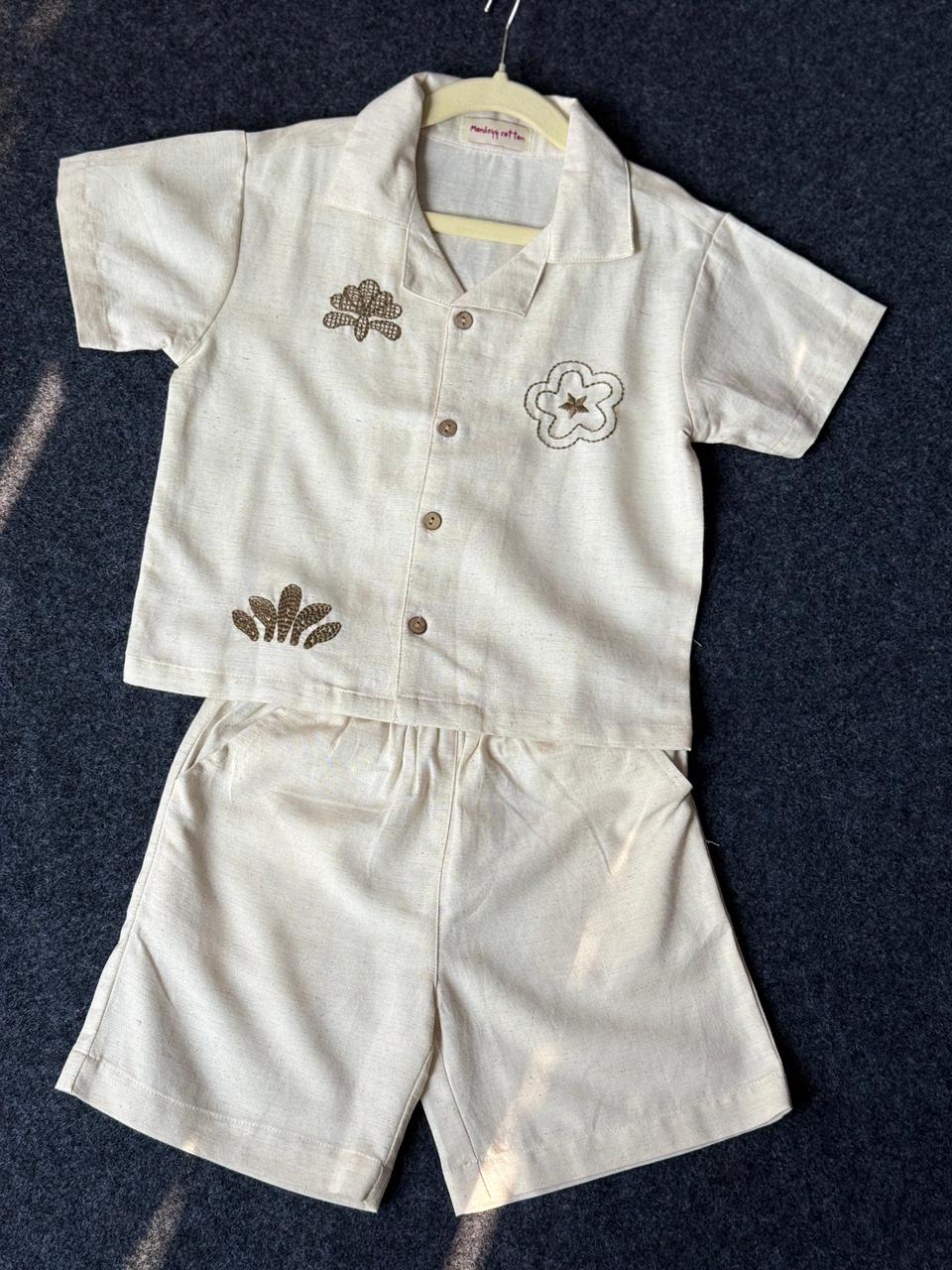 Cotton linen co-ord set white