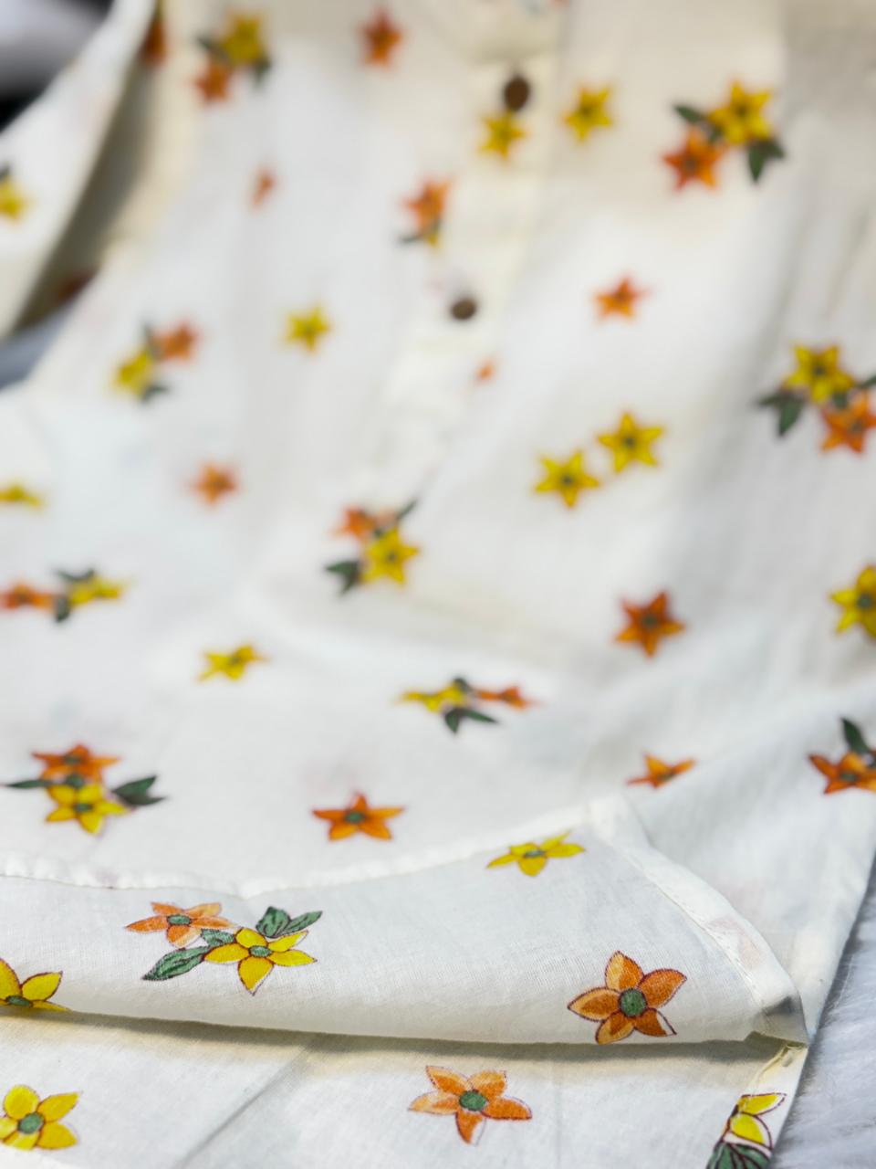 kurta pajama flower print yellow & orange